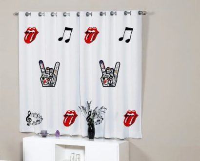 cortinas decorativas para quarto estampa rock