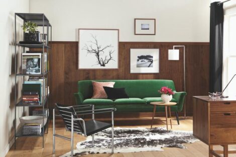 decoracao para apartamento pequeno sofa verde