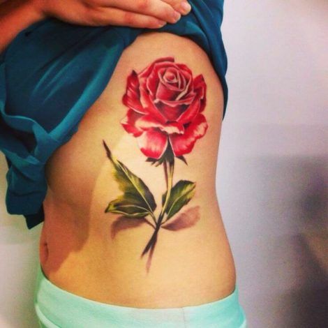 roses tattoo female rib