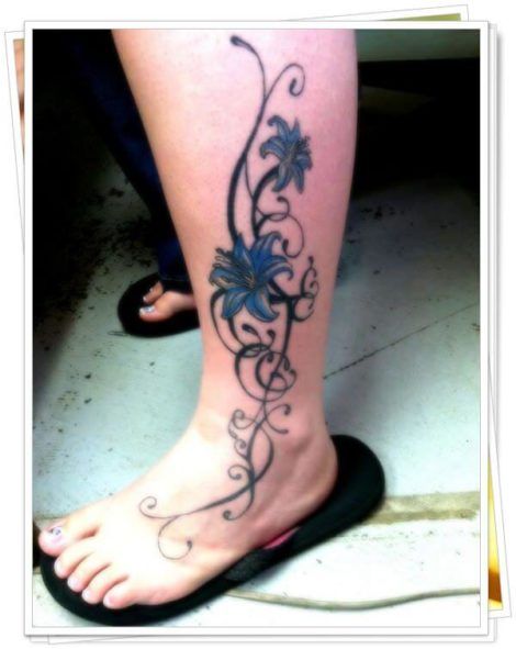 tatuagem na perna flores